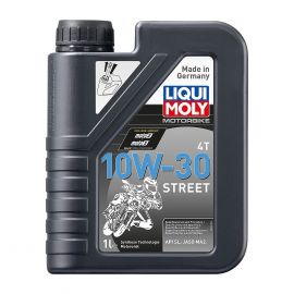 Черна туба с черна капачка на Liqui Moly с Масло синтетична технология LIQUI MOLY 4T 10W-30 Street