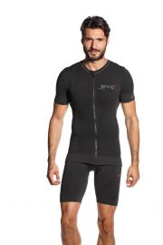 Лятна тениска за велосипед Evo+ Bike 1 карбонови влакна – черна, с къс ръкав и цип