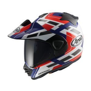 Японска ендуро каска Arai Tour-X5 Match Multi, изглед отпред, ръчна изработка, ECE R22-06, PB-cLc2 черупка.