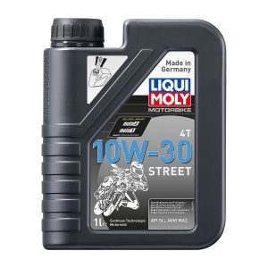Черна туба с черна капачка на Liqui Moly с Масло синтетична технология LIQUI MOLY 4T 10W-30 Street
