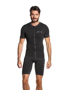 Лятна тениска за велосипед Evo+ Bike 1 карбонови влакна – черна, с къс ръкав и цип