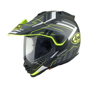 Ендуро каска за мотор ARAI TOUR-X5 TRAIL YELLOW – оригинален модел с визьор, агресивен дизайн и отличителен жълт графичен цвят, налична в Мото Пойнт – официален вносител на Arai.